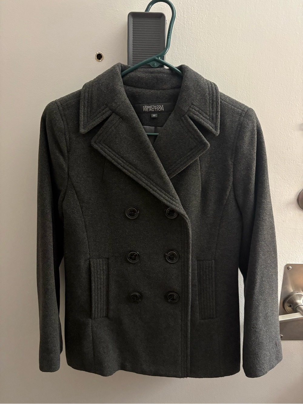 Kenneth Cole Dark Gray Double-Breasted Peacoat